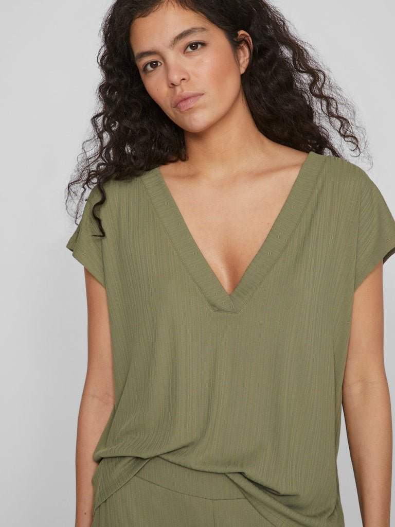 Viofelia V-Neck S/S Top van Vila – Tops voor dames | Meisjes Brugge
