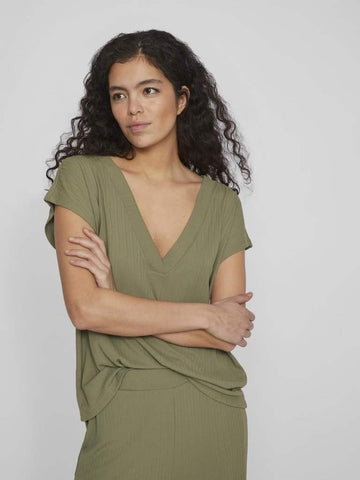 Viofelia V - Neck S/S Top - koop Tops van Vila bij Meisjes Brugge