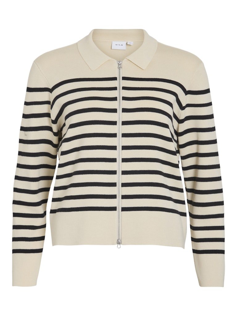 Viostria L/S Zipper Stripe Knit Cardigan - koop Cardigans van Vila bij Meisjes Brugge