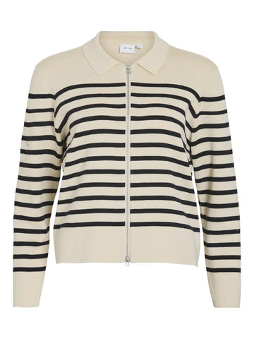 Viostria L/S Zipper Stripe Knit Cardigan - koop Cardigans van Vila bij Meisjes Brugge