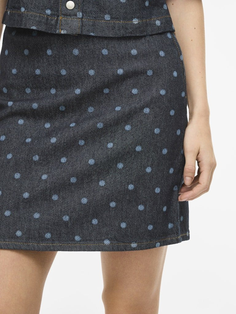 Rokken - Vipal Hw Dot Short Denim Skirt van Vila