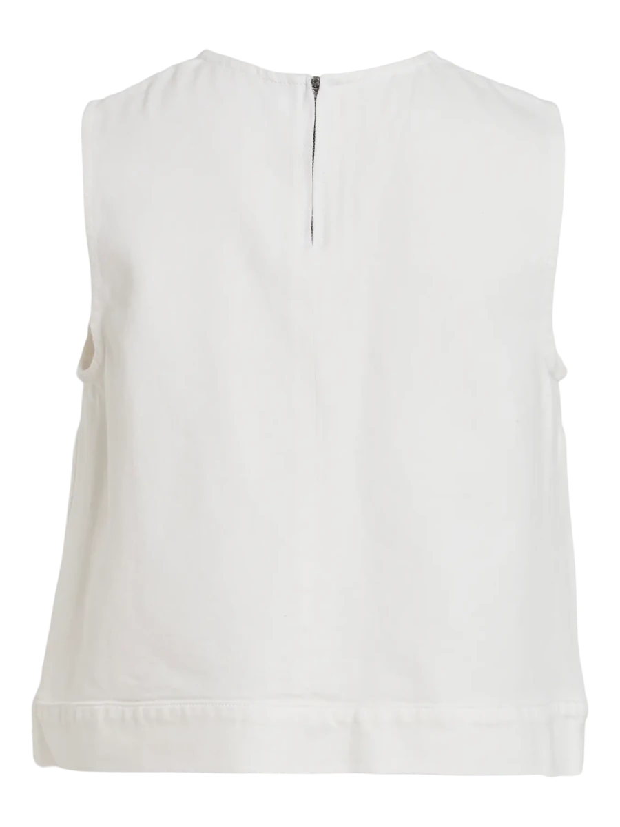 Vipal O - Neck Short Denim Top Wh/Bfs/1 – Tops voor dames in kleur | Meisjes
