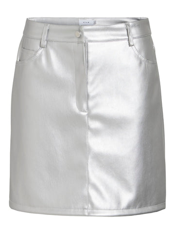 Silver Colour Rokken - Vipen Coated Hw Short Skirt van Vila