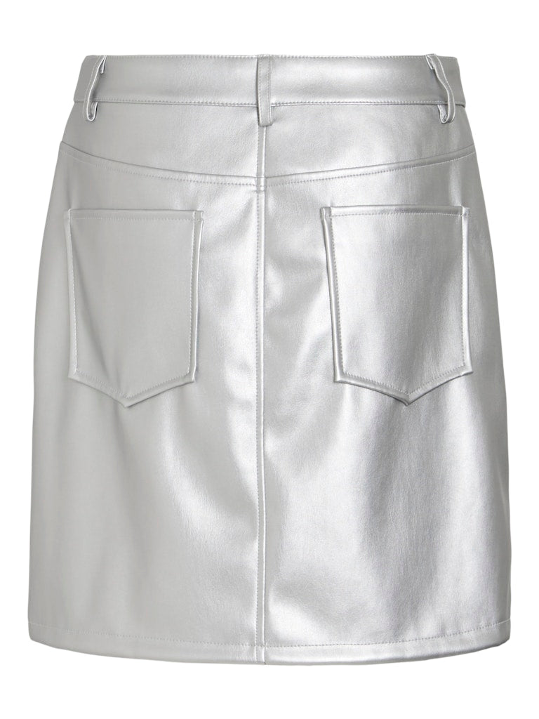 Silver Colour Rokken - Vipen Coated Hw Short Skirt van Vila