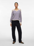 Vipoca Rev V - Neck L/S Stripe Knit Top - koop Pulls van Vila bij Meisjes Brugge