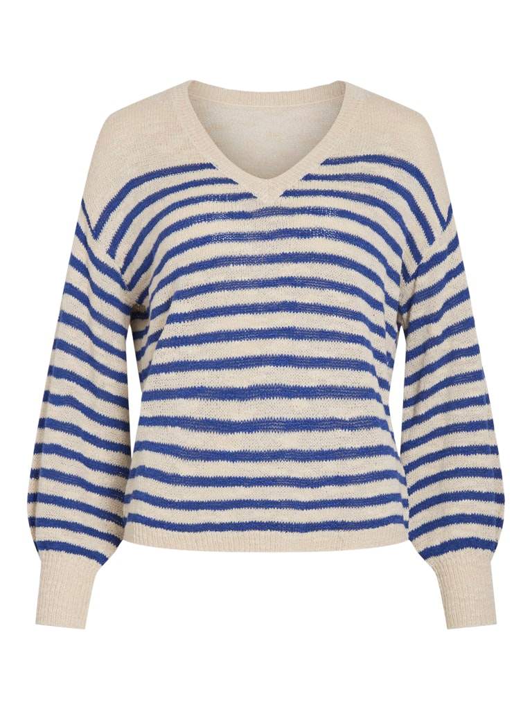 Vipoca Rev V-Neck L/S Stripe Knit Top van Vila – Pulls voor dames | Meisjes Brugge