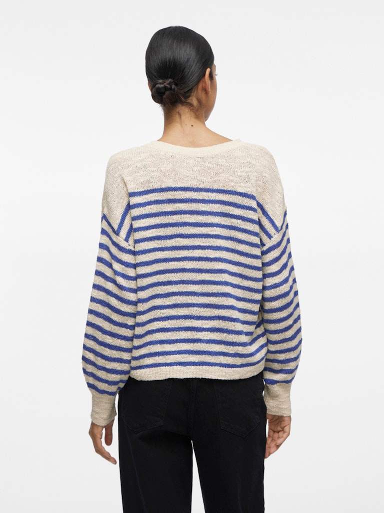 Vipoca Rev V-Neck L/S Stripe Knit Top van Vila – Pulls voor dames | Meisjes Brugge