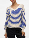 Vipoca Rev V - Neck L/S Stripe Knit Top - koop Pulls van Vila bij Meisjes Brugge
