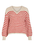 Vipoca Rev V - Neck L/S Stripe Knit Top - koop Pulls van Vila bij Meisjes Brugge