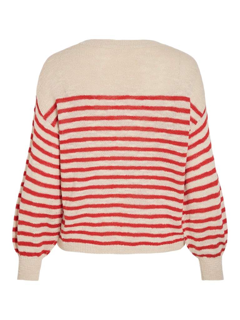 Vipoca Rev V-Neck L/S Stripe Knit Top van Vila – Pulls voor dames | Meisjes Brugge