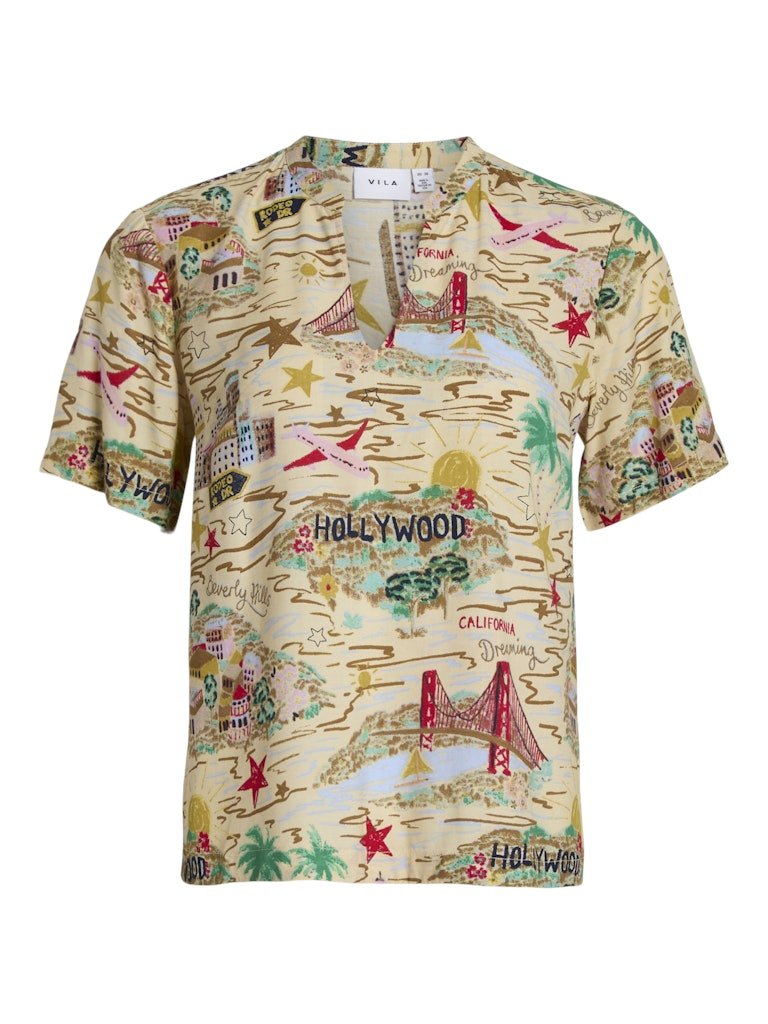 Viprina Esa V-Neck S/S Top van Vila – Tops voor dames | Meisjes Brugge