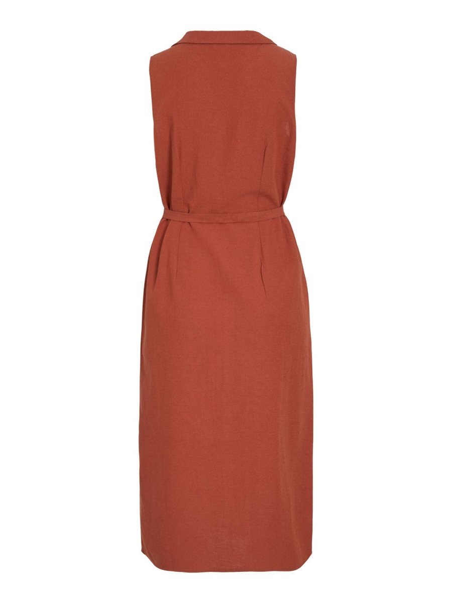 Burnt brick Jurken - Viprisilla S/L Midi Shirt Dress van Vila