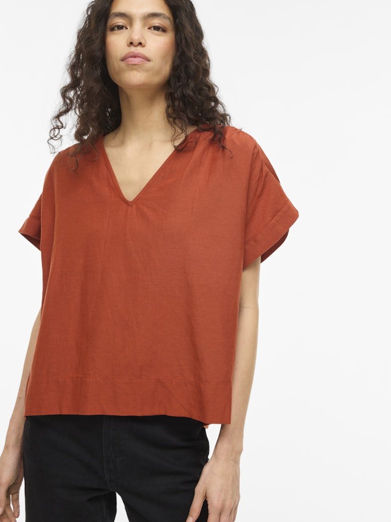 Viprisilla V-Neck S/S Top van Vila – Tops voor dames | Meisjes Brugge