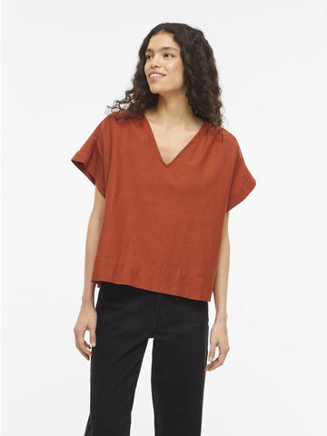 Viprisilla V-Neck S/S Top van Vila – Tops voor dames | Meisjes Brugge