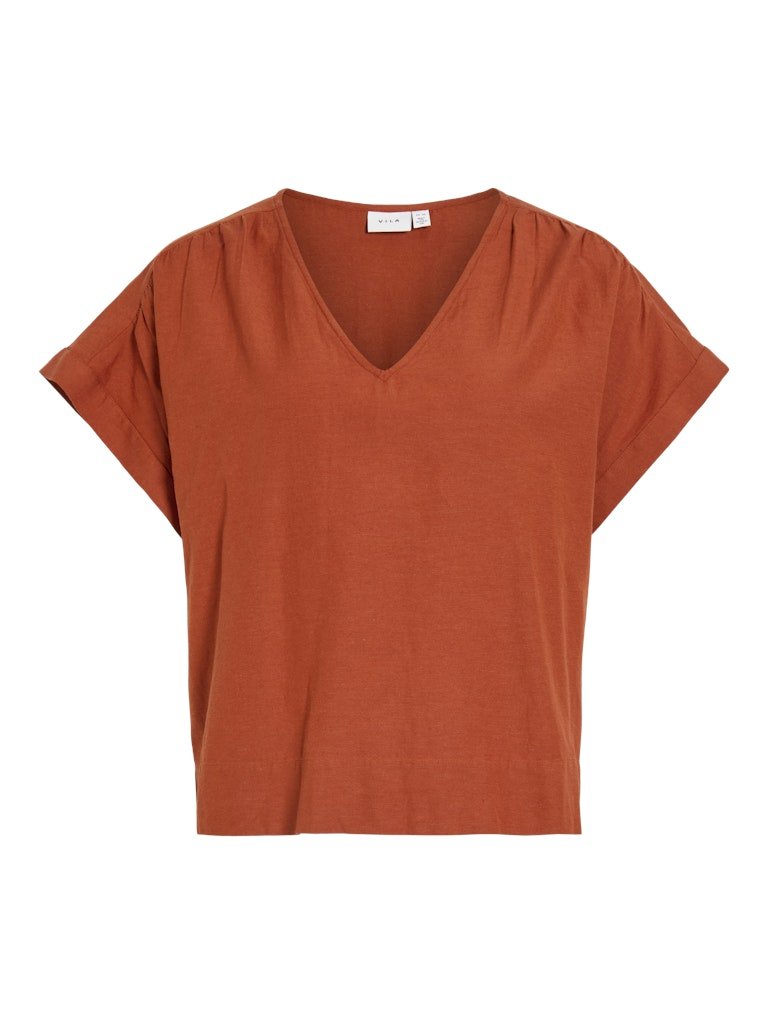 Viprisilla V-Neck S/S Top van Vila – Tops voor dames | Meisjes Brugge