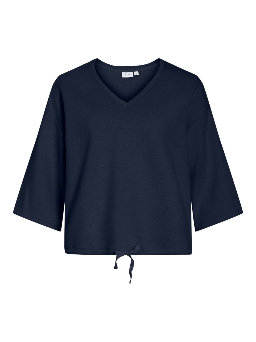 Navy Blazer Tops - Vireflect V-Neck 3/4 String Top van Vila