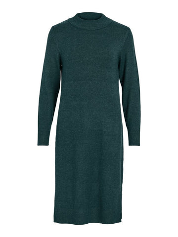 Ponderosa pine Jurken - Viril Crew Neck L/S Midi Dress Noos van Vila