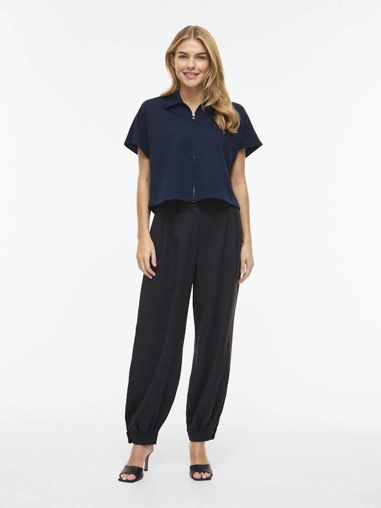 Tops - Visiffi Collar S/S Zipper Top van Vila