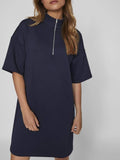 Navy Blazer Jurken - Visiffi High Neck 2/4 Dress van Vila