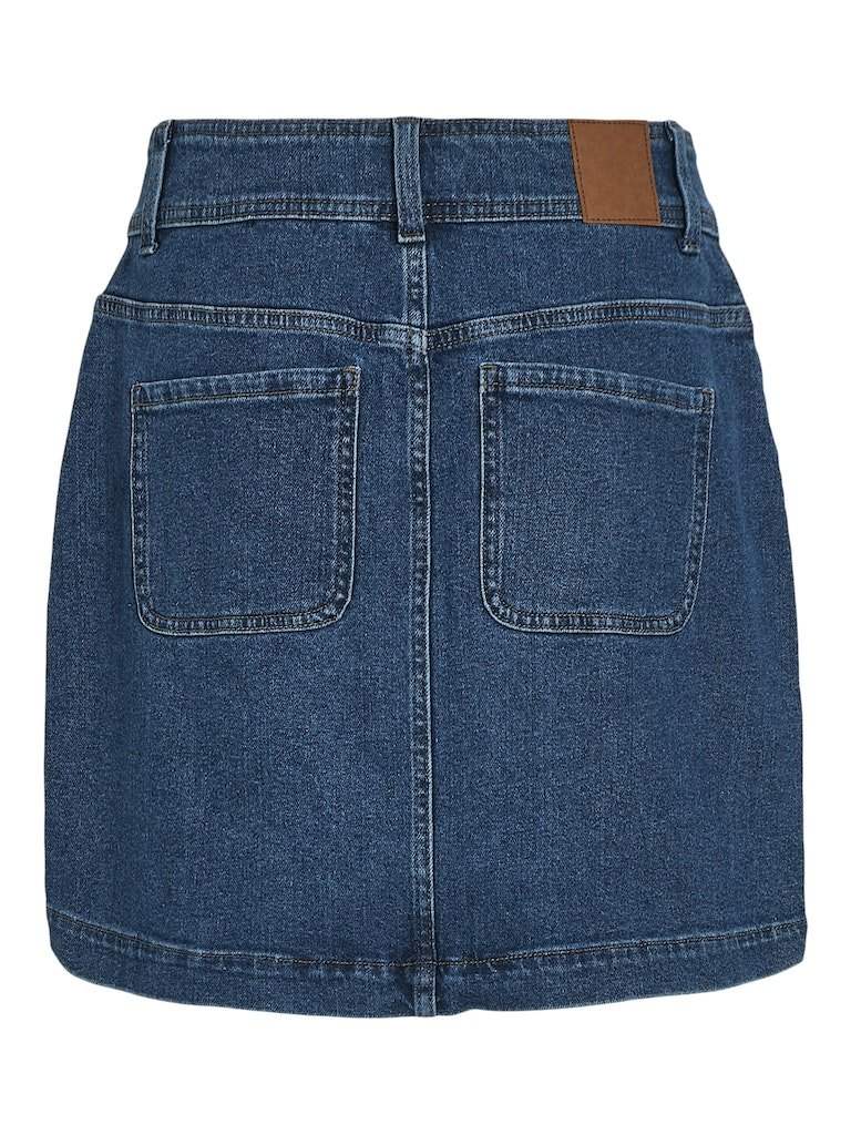 Medium Blue Denim Rokken - Visol Hw Short Button Skirt van Vila