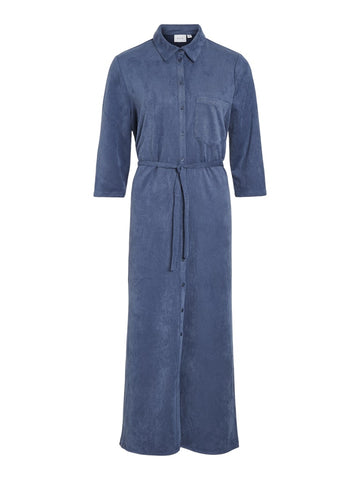 Bijou Blue Jurken - Visudas 3/4 Shirt Ankle Dress - AW24 van Vila