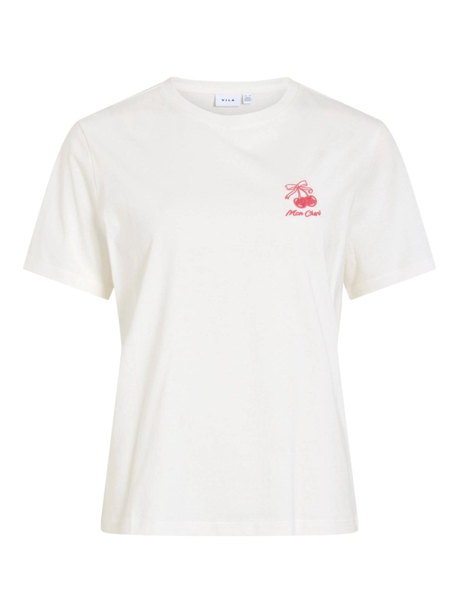 Visybilla Bisou O-Neck S/S Top van Vila – T-shirts voor dames | Meisjes Brugge