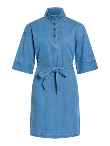 Vivacca 2/4 High-Neck Midi Denim Dress van Vila – Jurken voor dames | Meisjes Brugge