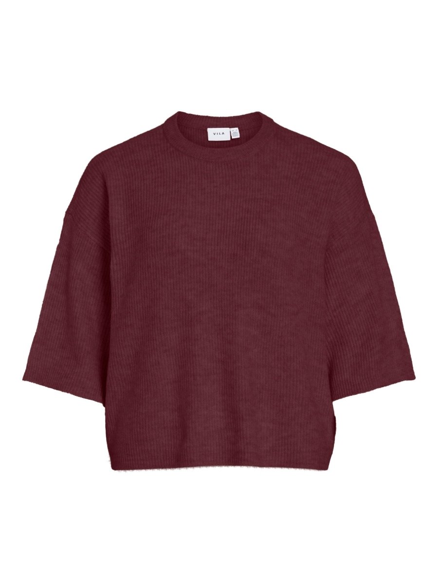 Vivioli O-Neck 3/4 Rib Knit Top van Vila – Pulls voor dames | Meisjes Brugge