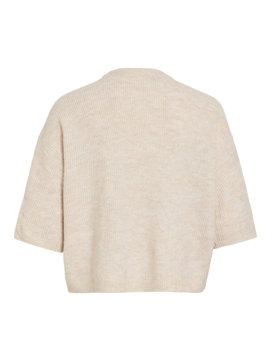 Vivioli O-Neck 3/4 Rib Knit Top van Vila – Pulls voor dames | Meisjes Brugge