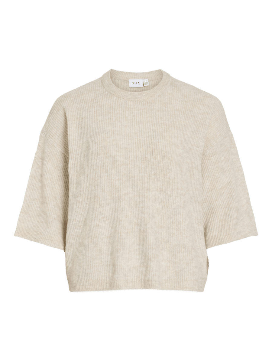 Vivioli O-Neck 3/4 Rib Knit Top van Vila – Pulls voor dames | Meisjes Brugge