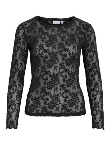 Black beauty Tops - Vizirp O-Neck L/S Top van Vila