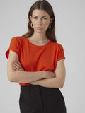 Tangerine Tango Tops - Vmava Plain Ss Top Noos van Vero moda