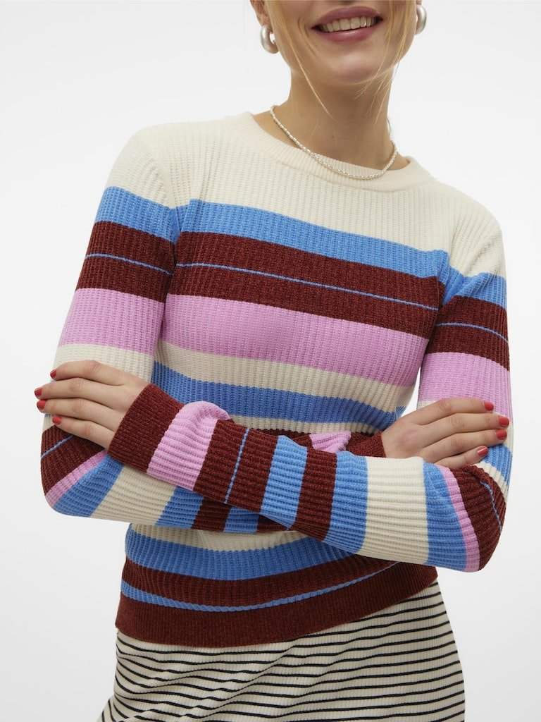 Pulls - Vmchili Ls O-Neck Stripe Pullover van Vero moda