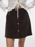 Chocolate torte Rokken - Vmetta Hr Short Corduroy Skater Skirt Noos van Vero moda