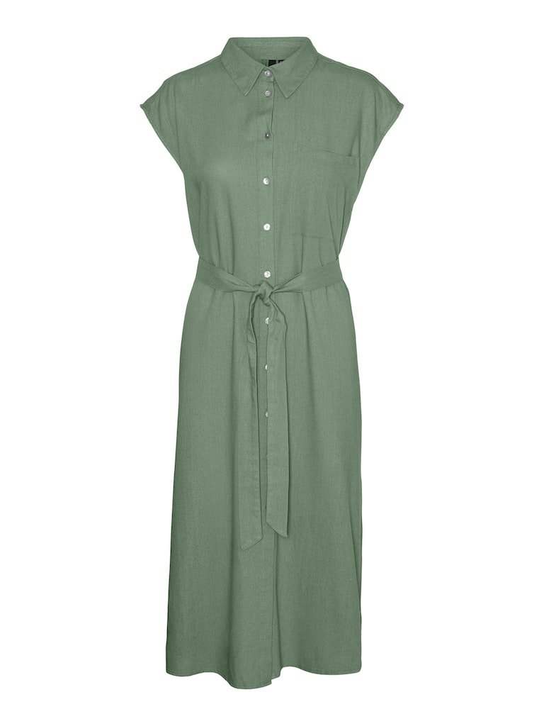 Hedge Green Jurken - Vmmymilo Sl Calf Shirt Dress SS24 van Vero moda