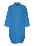 Ibiza Blue Shirts - Vmnatali 3/4 Long Overshirt Dress van Vero moda