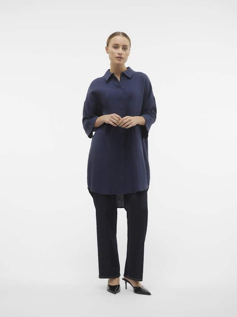 Vmnatali 3/4 Long Overshirt Dress - koop Shirts van Vero moda bij Meisjes Brugge