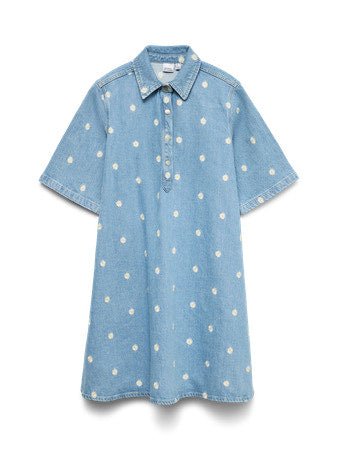 Jurken - Vmocina Ss Daisy Emb Denim Dress van Vero moda