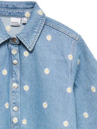 Vmocina Ss Daisy Emb Denim Dress van Vero moda – Jurken voor dames | Meisjes Brugge
