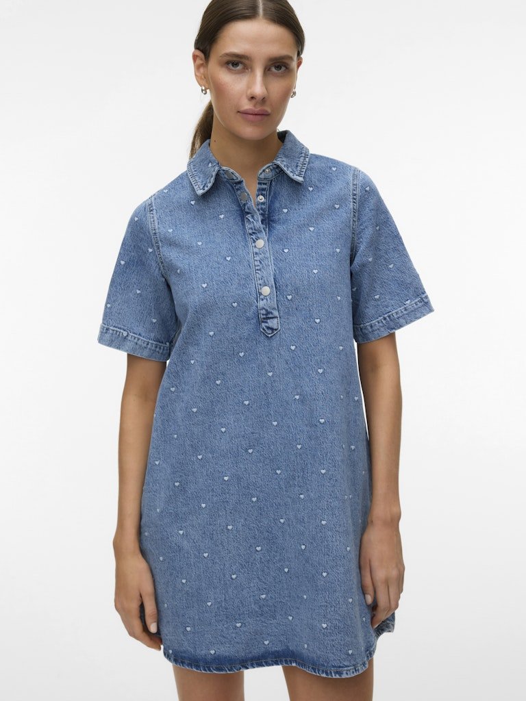 Vmocina Ss Emb Denim Dress – Jurken voor dames in kleur | Meisjes