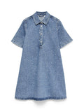 Vmocina Ss Emb Denim Dress – Jurken voor dames in kleur | Meisjes