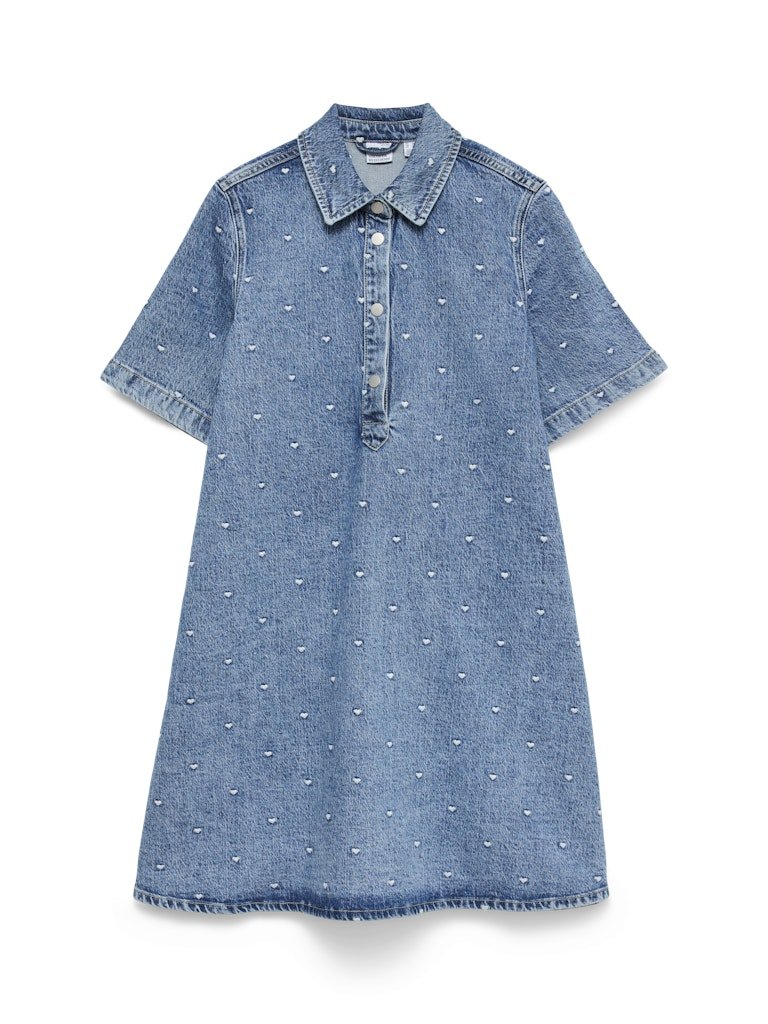 Vmocina Ss Emb Denim Dress – Jurken voor dames in kleur | Meisjes