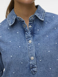 Vmocina Ss Emb Denim Dress – Jurken voor dames in kleur | Meisjes