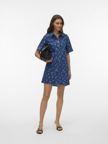 Vmocina Ss Laser Denim Dress – Jurken voor dames in kleur | Meisjes
