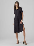 Black Jurken - Vmqueeny S/S Calf Shirt Dress van Vero moda