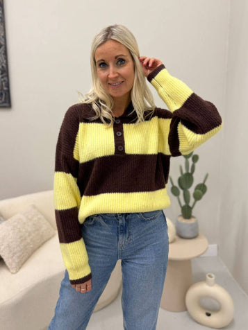 brown yellow one size Pulls - Polo colorblock knit van Meisjes Brugge