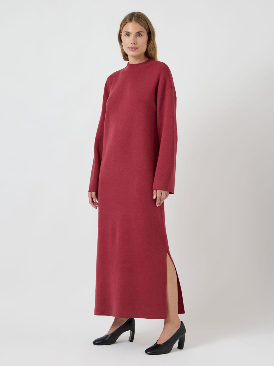 Tibetan red Jurken - Yaselma Ls Long Knit Dress Noos - AW25 van Y.A.S