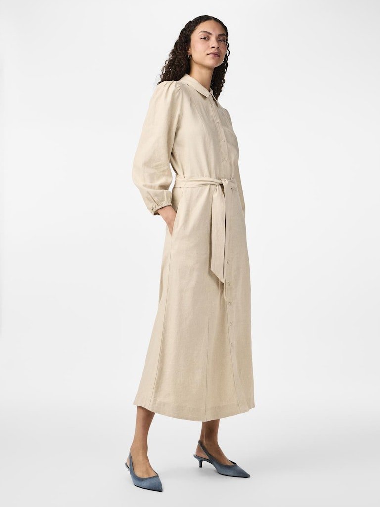 Yasflaxy 3/4 Linen Shirt Dress Noos - SS25 - koop Jurken van Y.A.S bij Meisjes Brugge