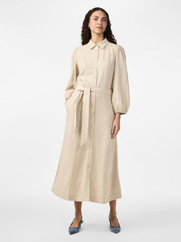 Yasflaxy 3/4 Linen Shirt Dress Noos - SS25 - koop Jurken van Y.A.S bij Meisjes Brugge
