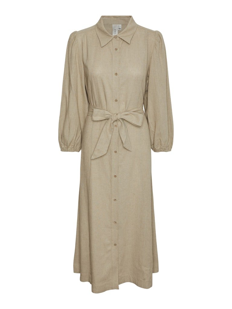 Yasflaxy 3/4 Linen Shirt Dress Noos - SS25 - koop Jurken van Y.A.S bij Meisjes Brugge